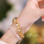 Oval Dial Pearl Link Bracelet Watch