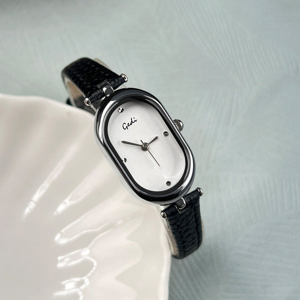 Oval Minimal Dial Slim Strap Watch
