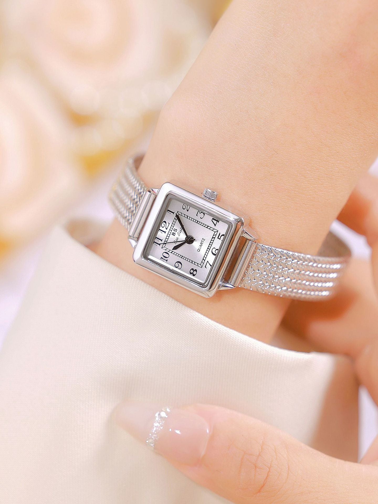 The Square Dial Mesh Bracelet Watch