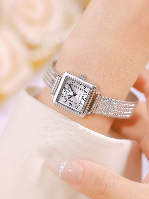 The Square Dial Mesh Bracelet Watch