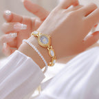 Oval Dial Gemstone Link Bracelet Watch