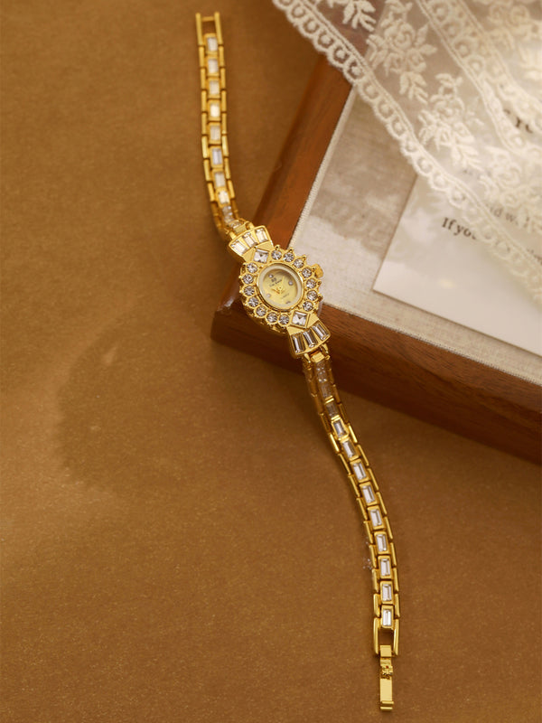 Crystal Flower Dial Link Bracelet Watch