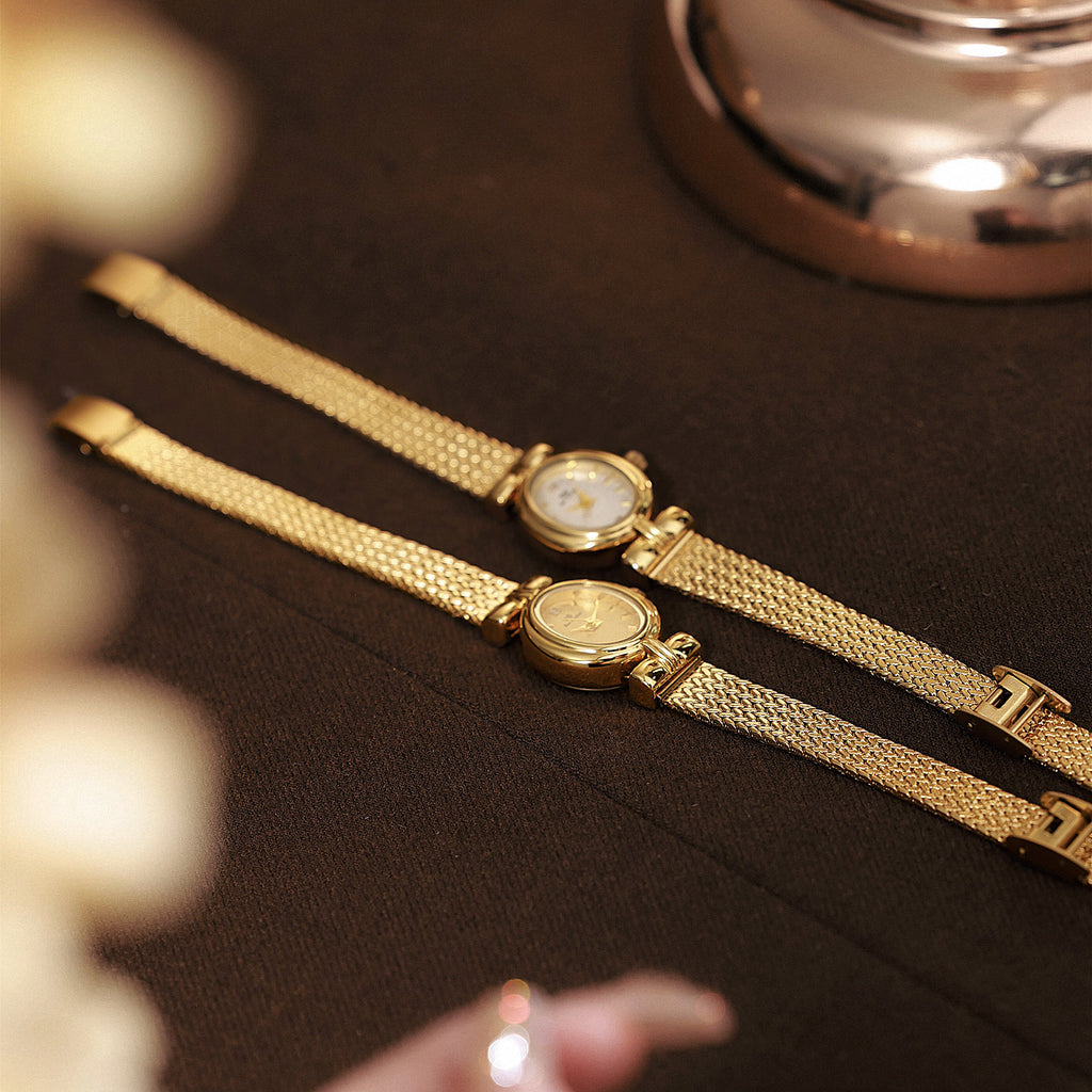 Oval Dial Diamond Accented Link Bracelet Watch