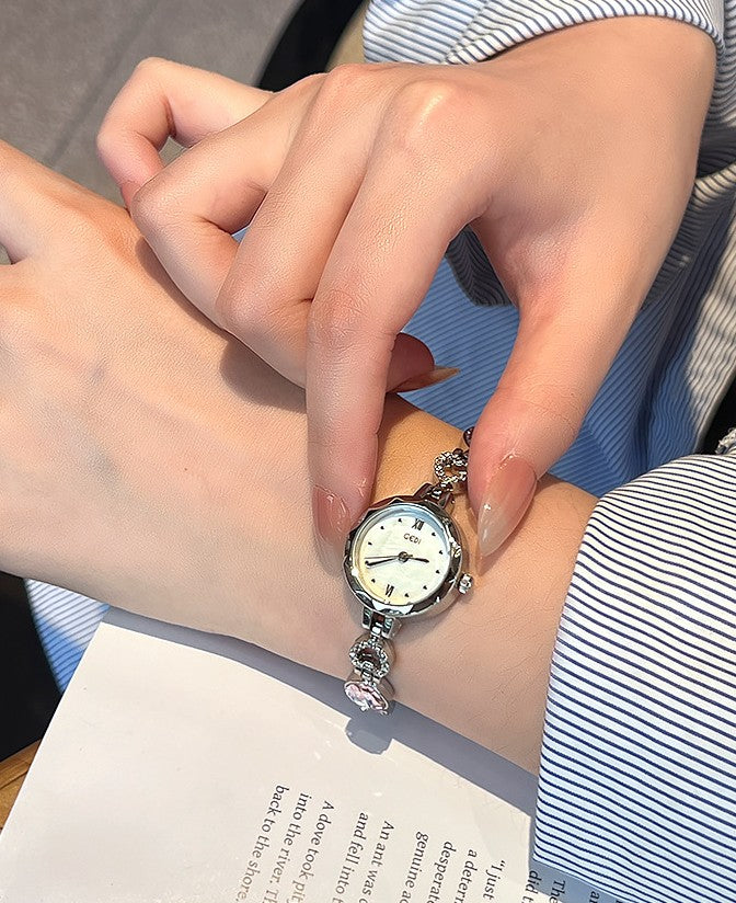 Fluted Bezel Crystal Link Bracelet Watch