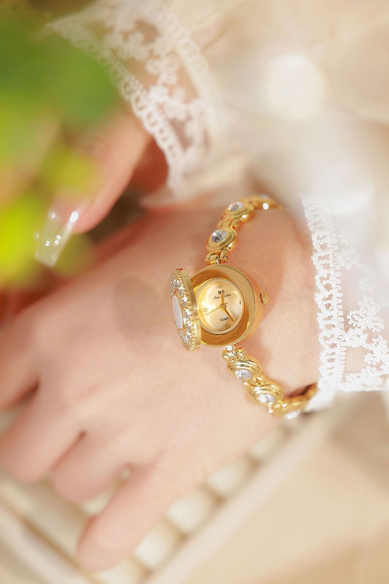 Crystal Accented Dial Link Bracelet Watch
