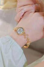 Round Minimal Dial Floral Crystal Watch