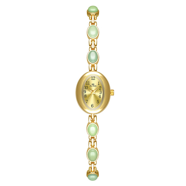 Sophisticated Oval Dial Stone Quartz Watch