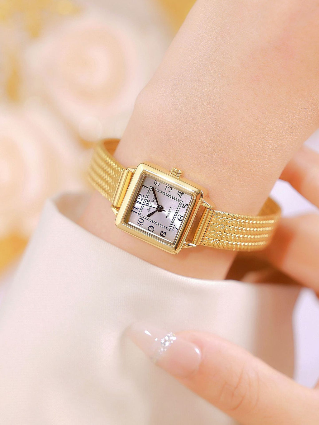 The Square Dial Mesh Bracelet Watch
