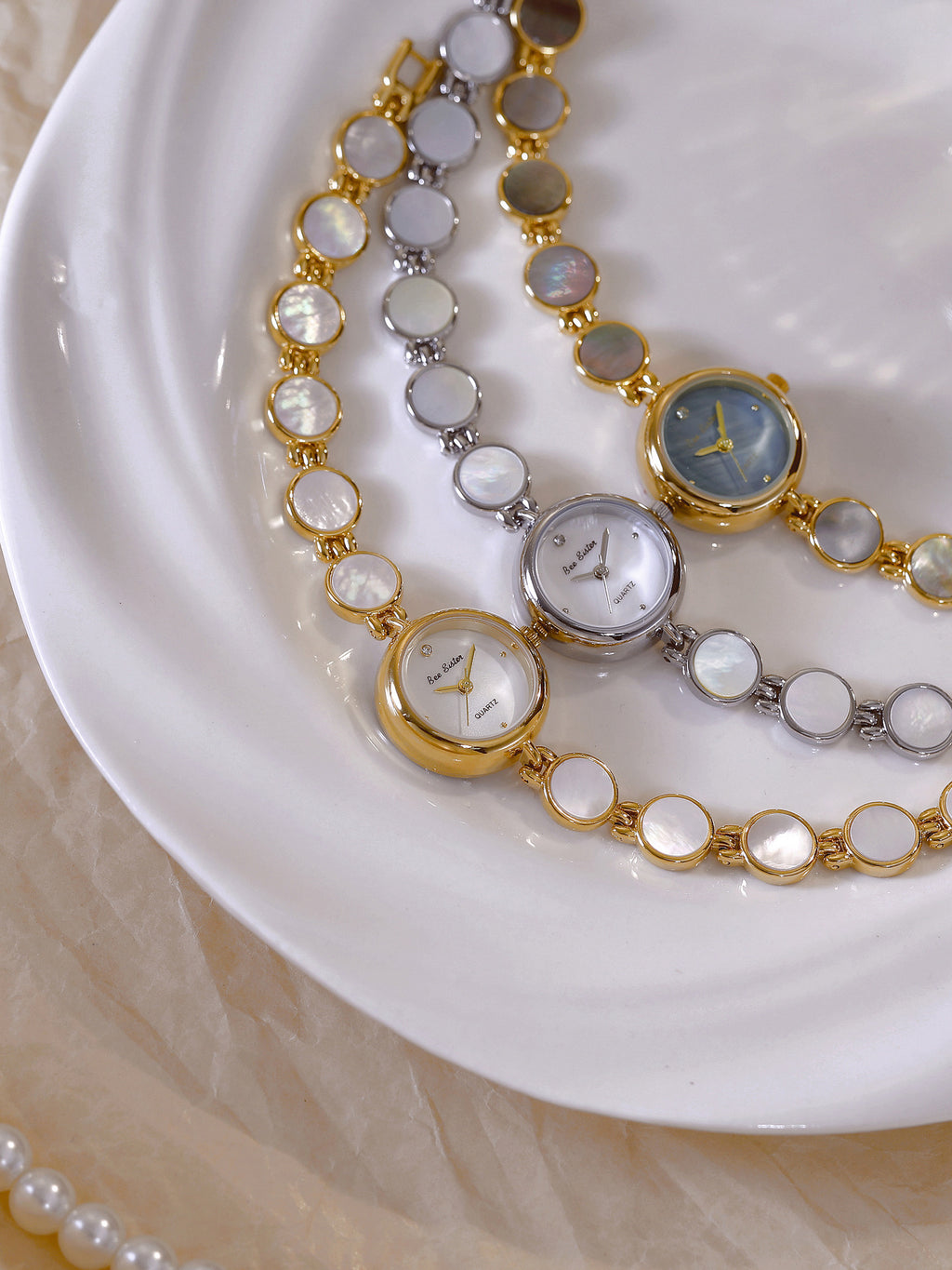 Mother of Pearl Link Bracelet Watch