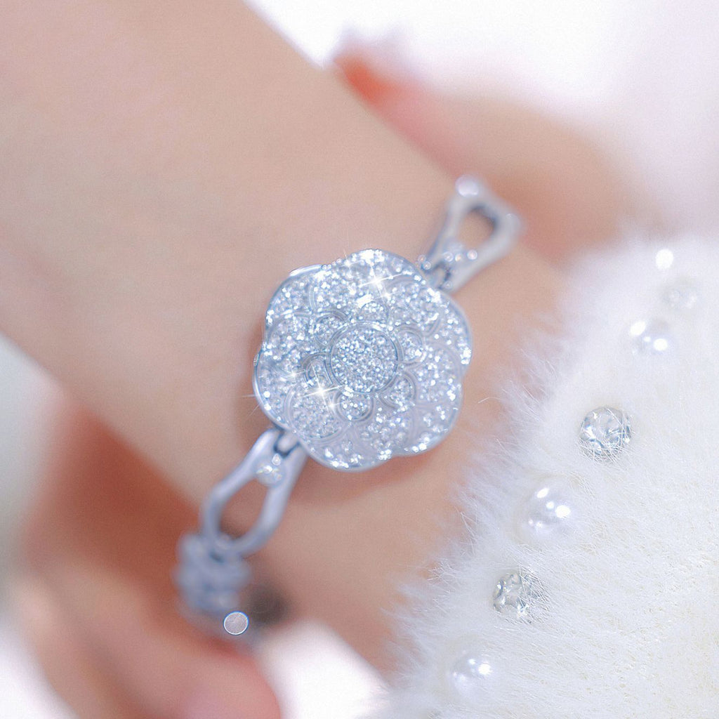 Floral Crystal Dial Link Watch