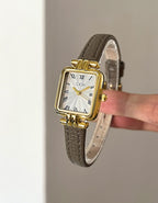 Square Roman Textured Dial Strap Watch