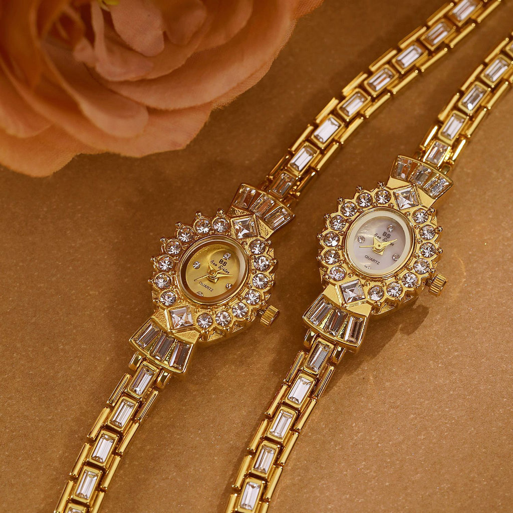 Crystal Flower Dial Link Bracelet Watch