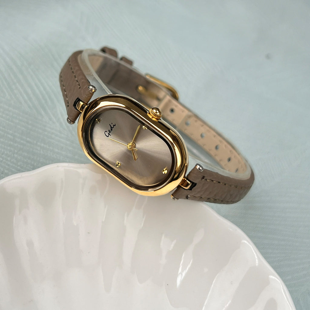 Oval Minimal Dial Slim Strap Watch