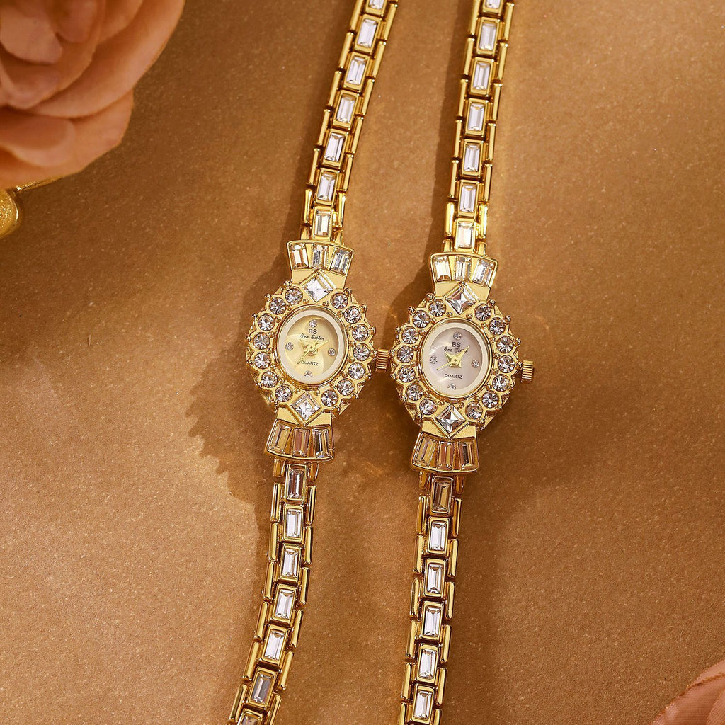 Crystal Flower Dial Link Bracelet Watch