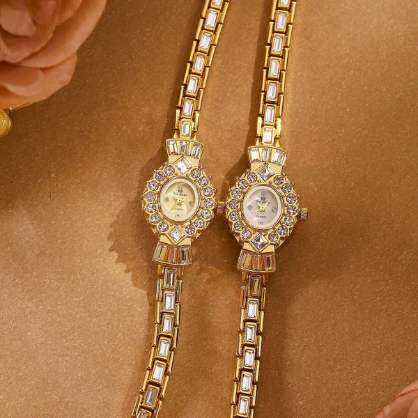 Crystal Flower Dial Link Bracelet Watch