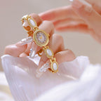 Oval Dial Gemstone Link Bracelet Watch