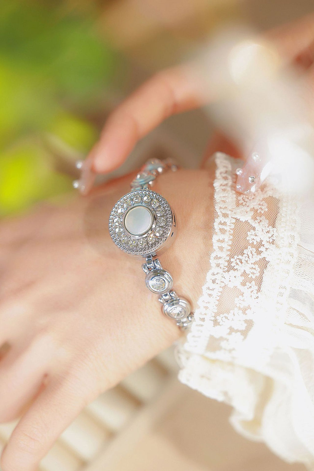Crystal Accented Dial Link Bracelet Watch