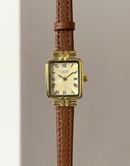 Square Roman Textured Dial Strap Watch