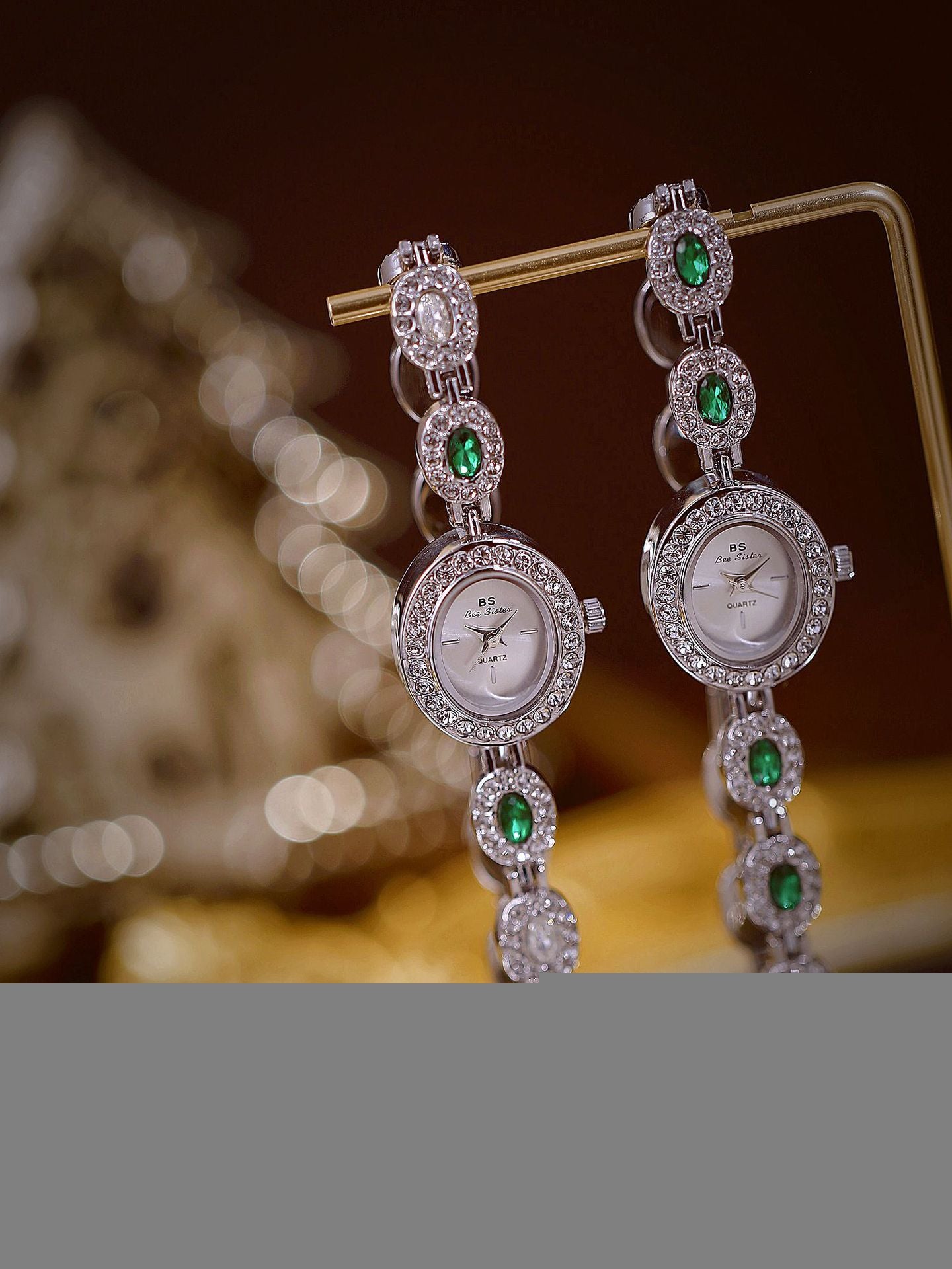 Oval Gemstone Crystal Link Bracelet Watch