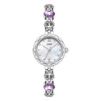 Fluted Bezel Crystal Link Bracelet Watch