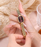 Gold Cushion Dial Colored Face Watch