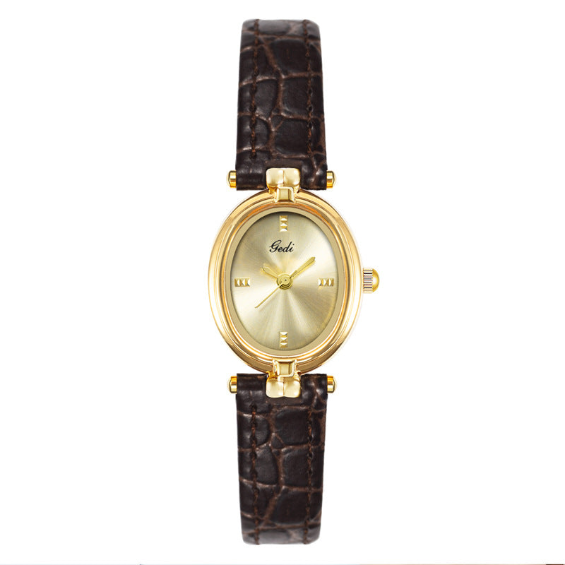 Oval Minimal Dial Classic Strap Watch