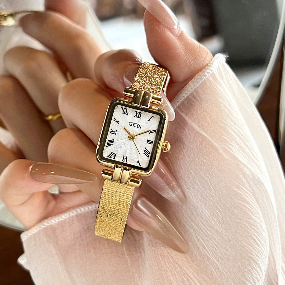 Square Roman Pattern Dial Bracelet Watch