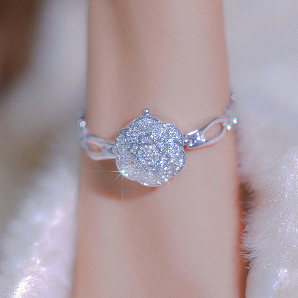 Floral Crystal Dial Link Watch