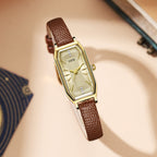 Gold Rectangular Crystal Accent Strap Watch