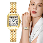 Gold Square Roman Dial Link Watch