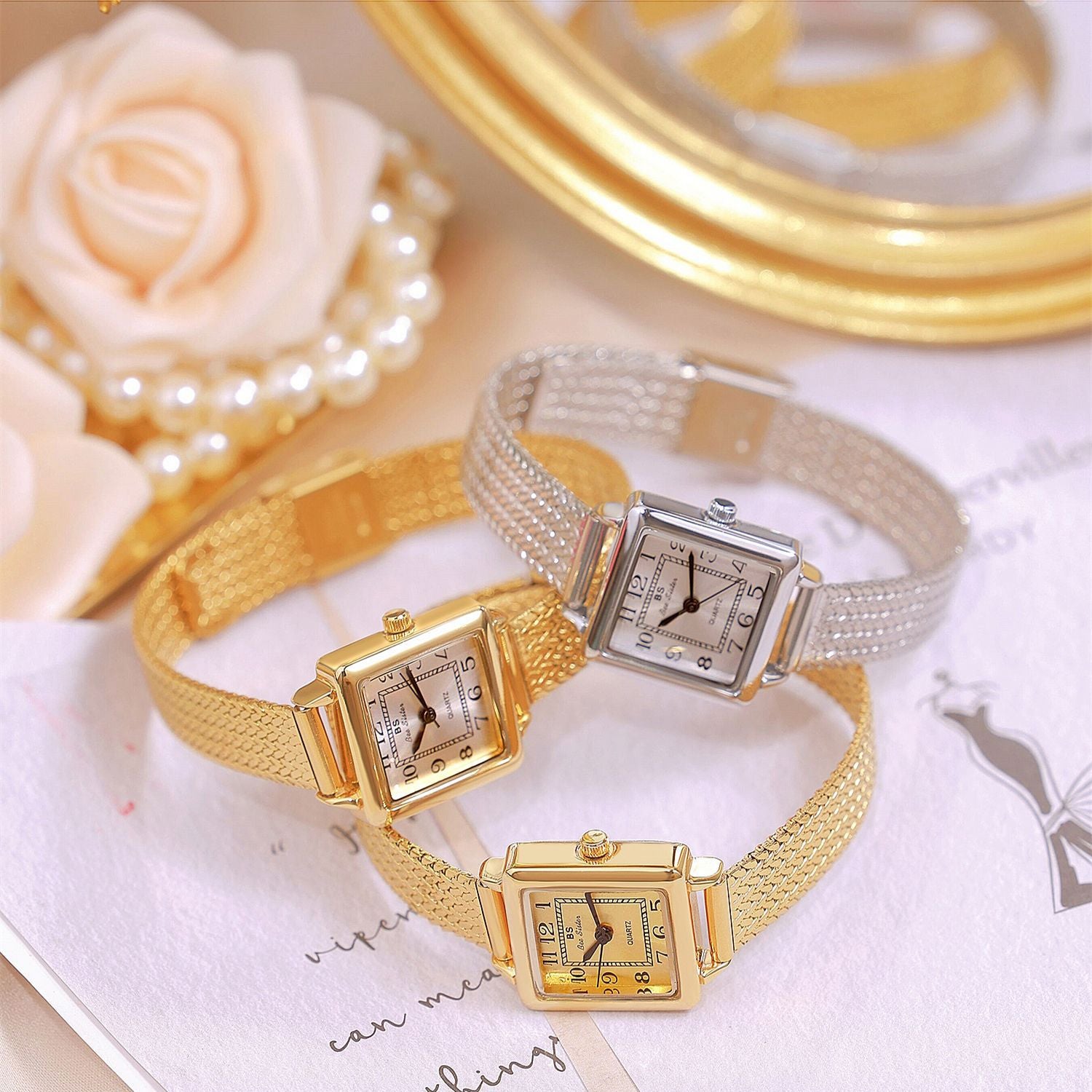 The Square Dial Mesh Bracelet Watch
