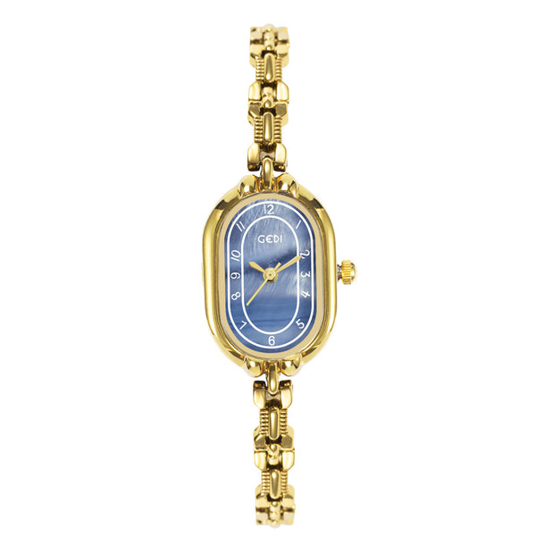 Oval Numeric Dial Link Bracelet Watch