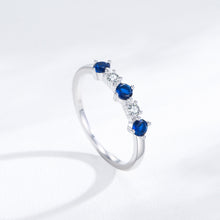 Blue Sapphire & White Zircon Accent Ring