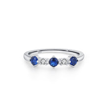 Blue Sapphire & White Zircon Accent Ring