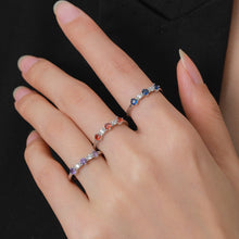Blue Sapphire & White Zircon Accent Ring