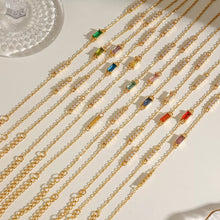 Gold-Plated Gemstone Chain Bracelets