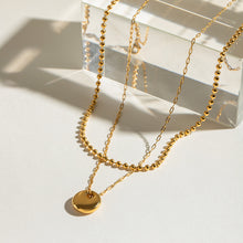 Gold-Plated Double Layer Beaded Pendant Necklace