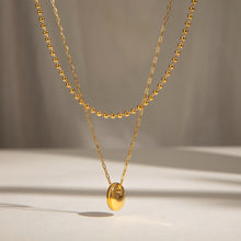 Gold-Plated Double Layer Beaded Pendant Necklace