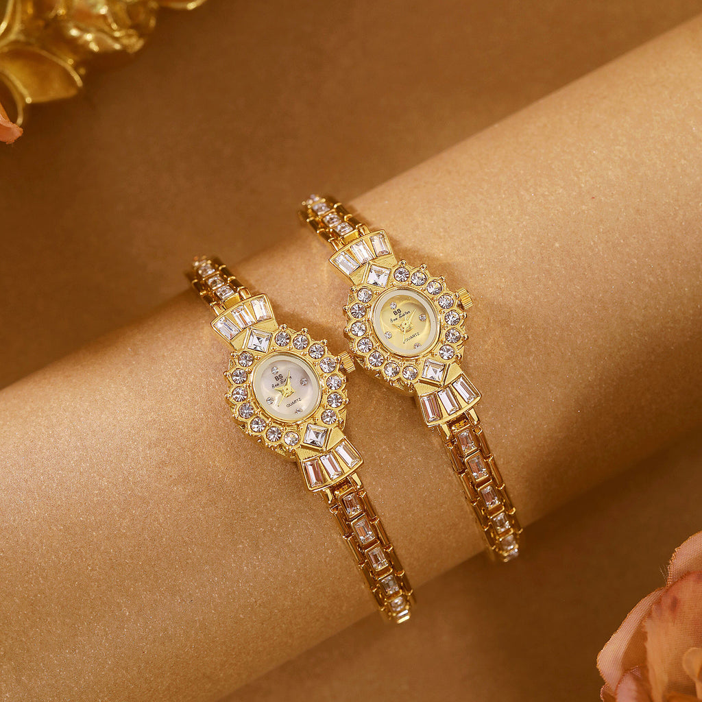 Crystal Flower Dial Link Bracelet Watch
