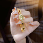 Oval Dial Gemstone Link Bracelet Watch