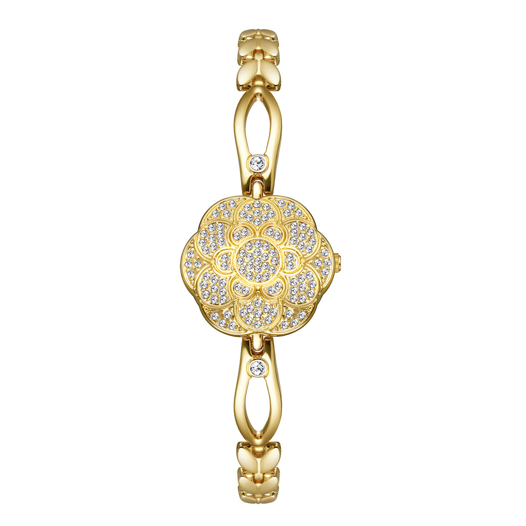 Floral Crystal Dial Link Watch