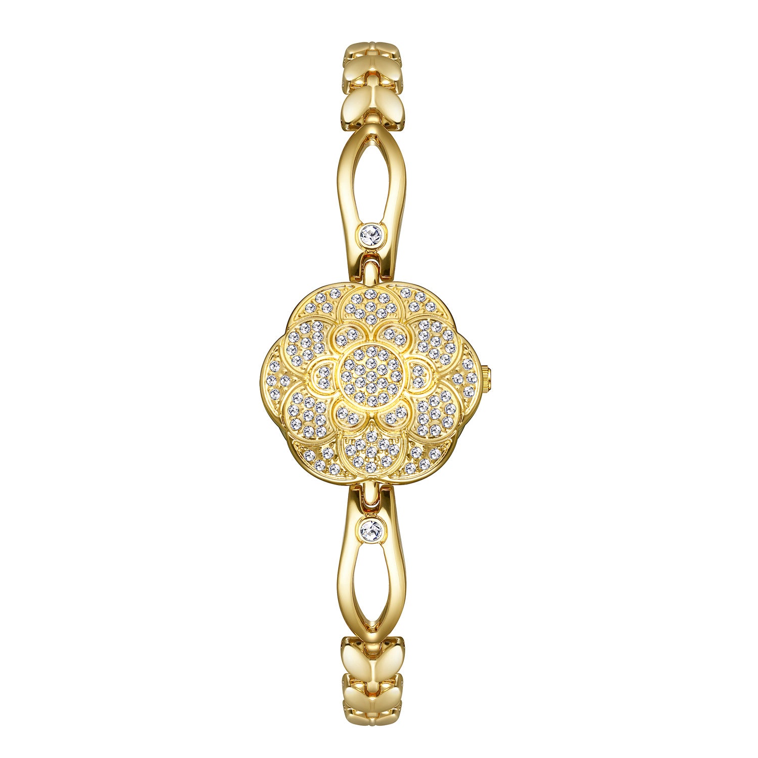 Floral Crystal Dial Link Watch