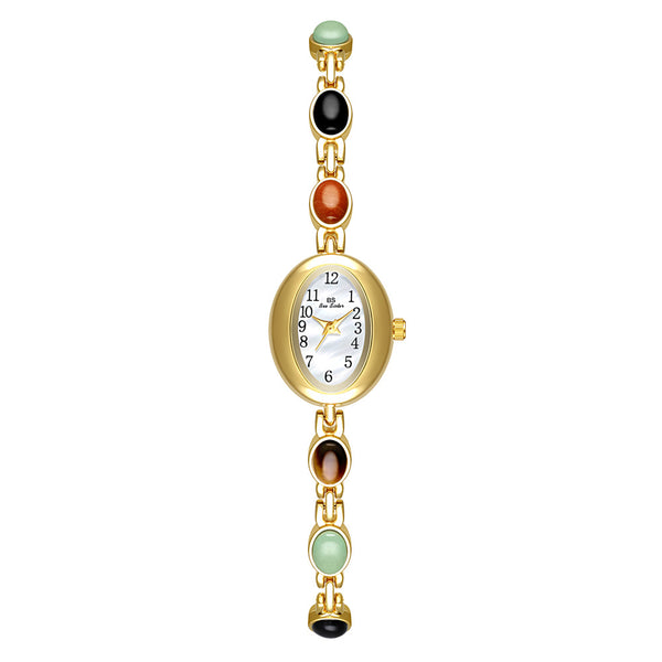 Sophisticated Oval Dial Stone Quartz Watch