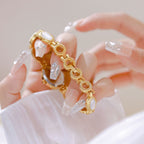 Oval Dial Gemstone Link Bracelet Watch