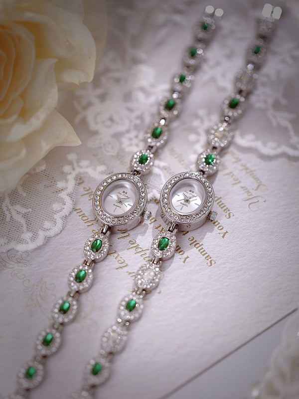 Oval Gemstone Crystal Link Bracelet Watch