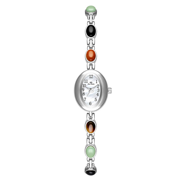 Sophisticated Oval Dial Stone Quartz Watch
