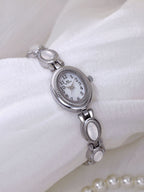 Oval Dial Gemstone Link Bracelet Watch