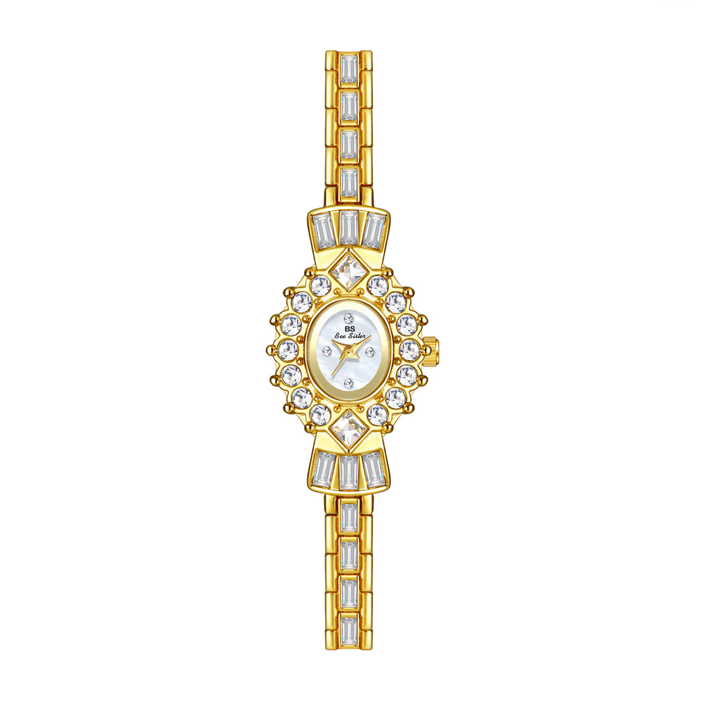 Crystal Flower Dial Link Bracelet Watch