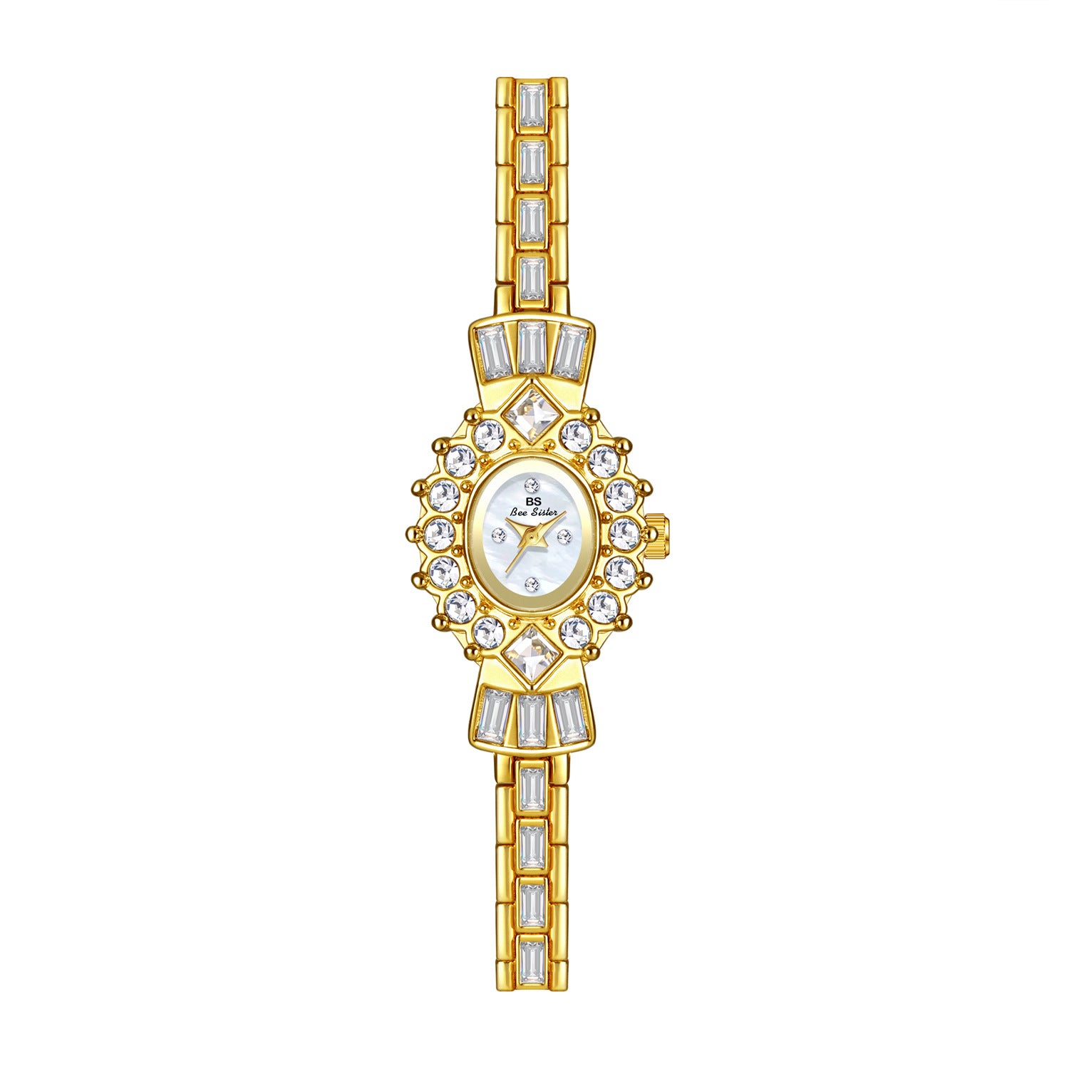Crystal Flower Dial Link Bracelet Watch