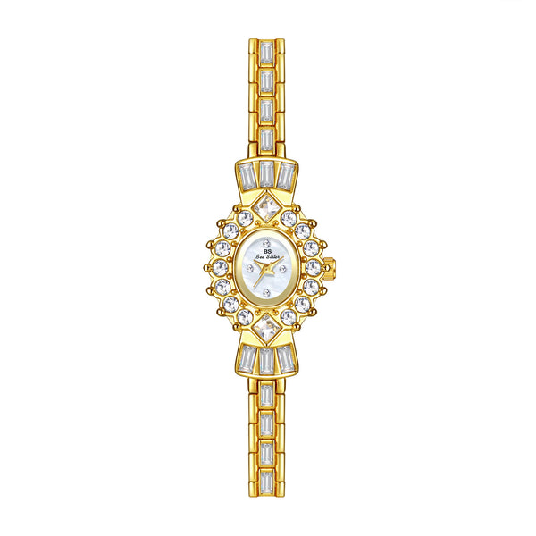 Crystal Flower Dial Link Bracelet Watch